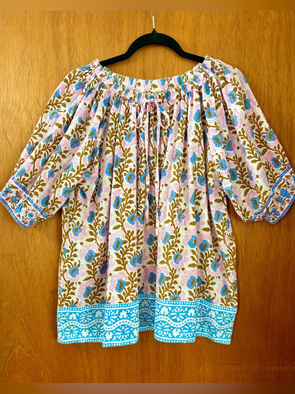 SZ Blockprints Printed Peasant Blouse Gorge Colorway S